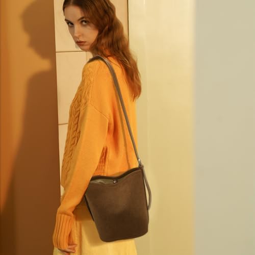 LAORENTOU Canvas Designer Shoulder Bag For Women Bucket Crossbody Bag For Ladies Large Capacity Tote Bag