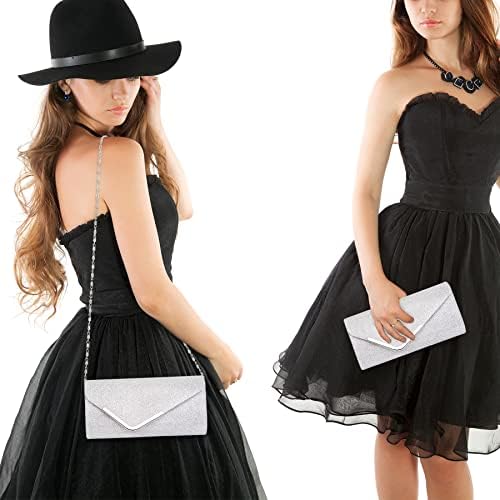 Larcenciel Clutch Purses For Women Shiny Sequin Envelope Clutch Evening Bag With Chain Fashion Sparkly Party Prom Purse