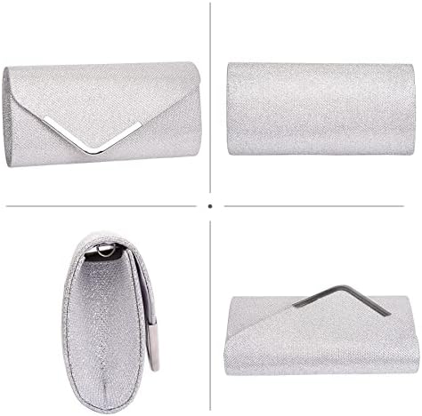 Larcenciel Clutch Purses For Women Shiny Sequin Envelope Clutch Evening Bag With Chain Fashion Sparkly Party Prom Purse