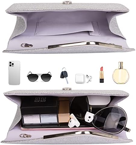 Larcenciel Clutch Purses For Women Shiny Sequin Envelope Clutch Evening Bag With Chain Fashion Sparkly Party Prom Purse