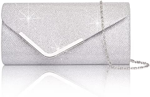 Larcenciel Clutch Purses for Women Shiny Sequin Envelope Clutch Evening Bag with Chain Fashion Sparkly Party Prom Purse