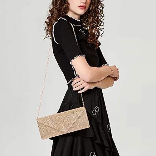 Larcenciel Clutch Purses For Women Sparkling Envelope Evening Bag With Detachable Chain