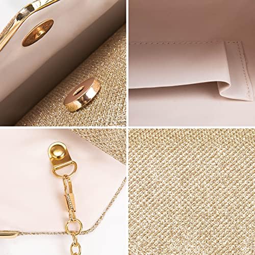 Larcenciel Clutch Purses For Women Sparkling Envelope Evening Bag With Detachable Chain