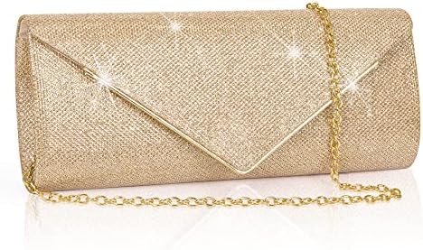 Larcenciel Clutch Purses for Women Sparkling Envelope Evening Bag with Detachable Chain