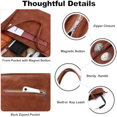 Large Tote Bag For Women Work With Zipper 16L Vegan Leather Ladies Travel Purses And Handbags