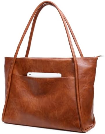 Large Tote Bag for Women Work with Zipper 16L Vegan Leather Ladies Travel Purses and Handbags