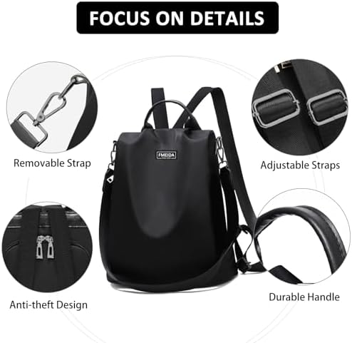 Large Travel Backpack For Women Waterproof Back Pack Black Shoulder Bag Fashion Backpack Purse Anti-Theft Daypack For College Work