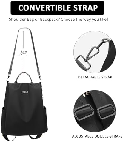 Large Travel Backpack For Women Waterproof Back Pack Black Shoulder Bag Fashion Backpack Purse Anti-Theft Daypack For College Work