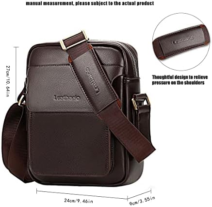 Leathario Crossbody Bag For Men Vegan Leather Shoulder Messenger Purse Sling Satchel Bag For Work Business Travel