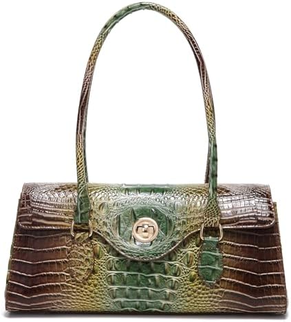 Leather Crocodile Pattern Top Handle Handbag for Women High-value Satchel Tote Purse for Ladies