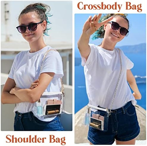 Lorbro Clear Purse For Women Stadium Approved Clear Crossbody Bag With Zipper Closure Transparent Purse For Concert Sports