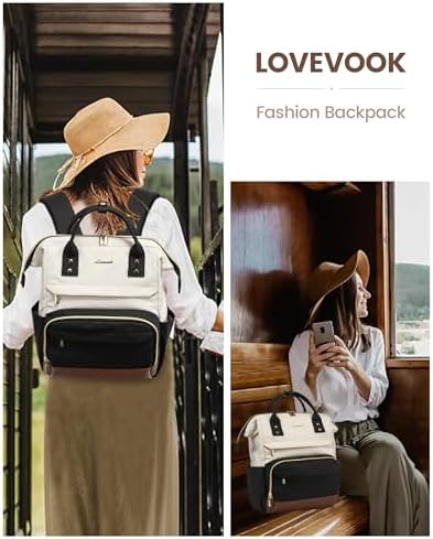 LOVEVOOK Mini Backpack For Women Small Backpacks Purse College Bookbag For School Fashion Bag For Travel Work Gift Lightweight Daypack Beige-Black-Brown