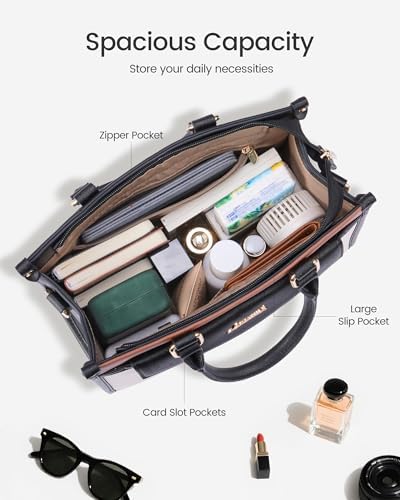 LOVEVOOK 女式钱包和手提包 时尚挎包手提包 PU 皮革斜挎单肩包顶部提手 适合女士