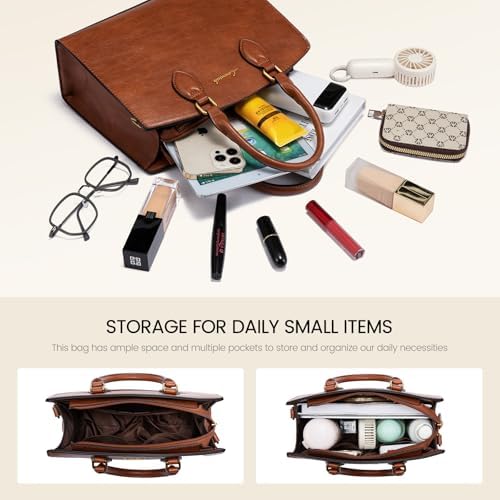 LOVEVOOK Purses And Handbags For Women Vintage Tote Shoulder Bag Trendy PU Leather Satchel Bag Medium Ladies Hand Bag