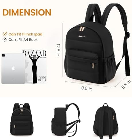 LOVEVOOK 女士迷你背包钱包 小号轻质背包 黑色 S 背包