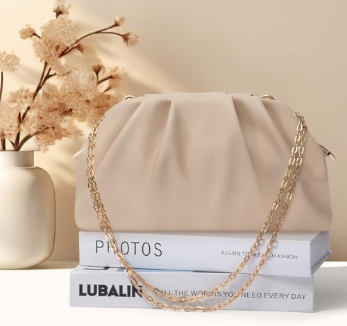LovyoCoCo Clutch Purse For Women Soft Pleated PU Wedding Clutch Elegant Evening Bag For Galas Proms Cocktail Parties