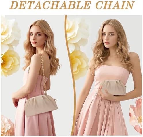 LovyoCoCo Clutch Purse For Women Soft Pleated PU Wedding Clutch Elegant Evening Bag For Galas Proms Cocktail Parties