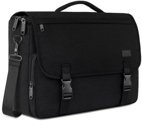 MATEIN Messenger Bag for Men Briefcases Lightweight Men's Laptop Bag 15.6 inch Water Resistant Crossbody School Satchel Bags Computer Work Office Bag with Shoulder Strap Black