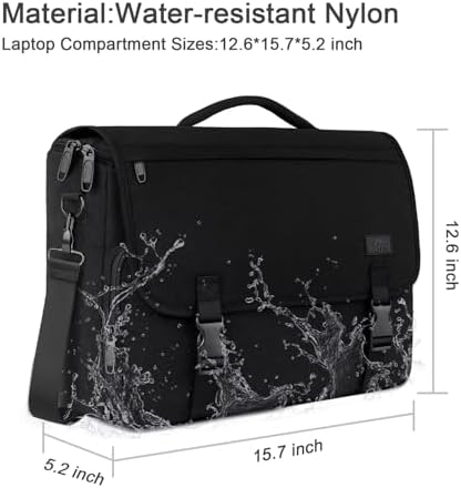 MATEIN Messenger Bag For Men Briefcases Lightweight Men's Laptop Bag 15.6 Inch Water Resistant Crossbody School Satchel Bags Computer Work Office Bag With Shoulder Strap Black