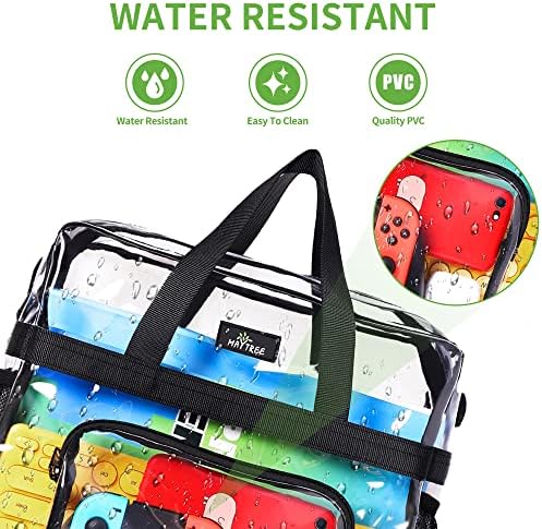MAY TREE Clear Bag For Stadium Events 12×6×12 Clear Tote Lunch Bag With Reinforced Strap For Work Concert And Sports Black