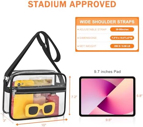 MAY TREE Clear Bag For Stadium Events Clear Messenger Bag Suitable For Concert Outfits And Sports Events