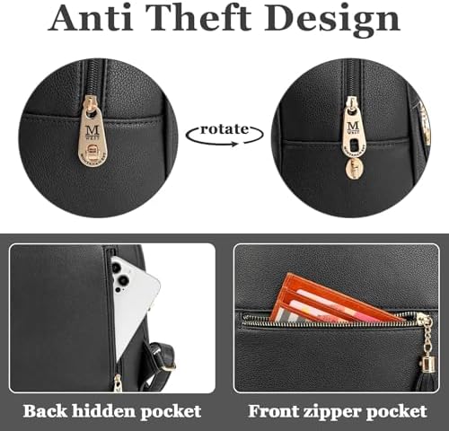 Medium Backpack Purse For Women Anti Theft Backpack With Secured Zipper & Tassel