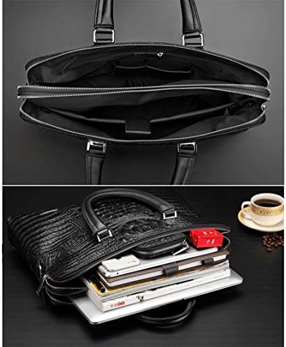 Men's Handbag Leather Business Bag Casual Leather Bag Crocodile Pattern Handmade Pocket