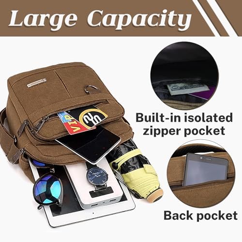 Mens Crossbody Bag Canvas Messenger Bag For Men Vintage Shoulder Bag With Adjustable Strap And Handle
