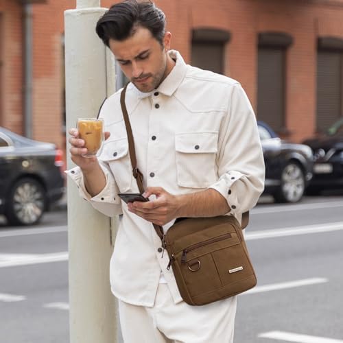 Mens Crossbody Bag Canvas Messenger Bag For Men Vintage Shoulder Bag With Adjustable Strap And Handle