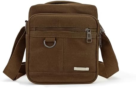 Mens Crossbody Bag Canvas Messenger Bag for Men Vintage Shoulder Bag with Adjustable Strap and Handle