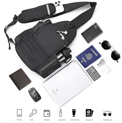 Mens Sling Bag Water-Resistant Shoulder Bag Small Single Strap Backpack Cross Body Bag For Men