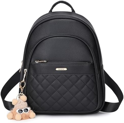 Mini Leather Backpack Purse for Women Small Backpack Purse with Cartoon Charm Cute Fashion Bag for Girls & Teens