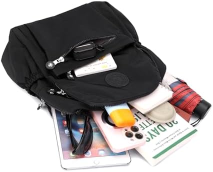 Mini Nylon Women Backpacks 11L Small Ladies Backpacks Casual Lightweight Women Shopping Travel Daypack (Black)