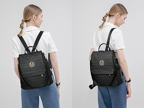 MKP Women Fashion Backpack Purse Multi Pockets Signature Anti-Theft Rucksack Travel Ladies Shoulder Bag Handbag 2Pcs