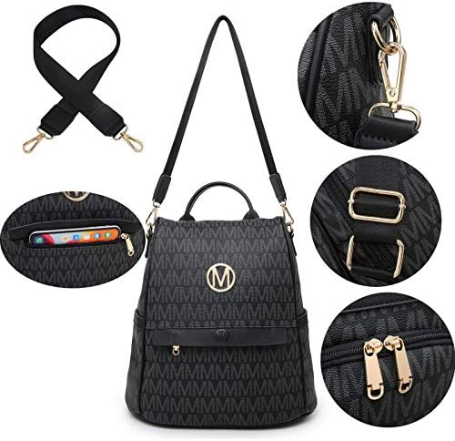 MKP Women Fashion Backpack Purse Multi Pockets Signature Anti-Theft Rucksack Travel Ladies Shoulder Bag Handbag 2Pcs