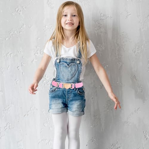 Molain 2 Pack Girls Belt For Waist Size 15-30" Kids Elastic Belt Heart-Shaped Metal Buckle Waist Belt For Girls