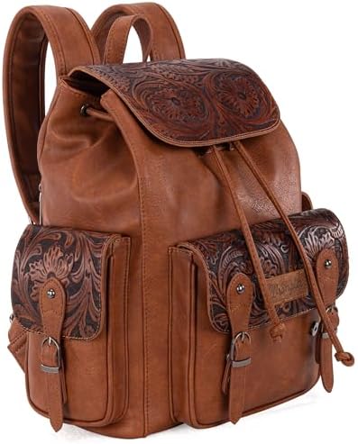 Montana West Wrangler Backpack Purse for Women Men Western Backpack Floral Tooled Travel Bags