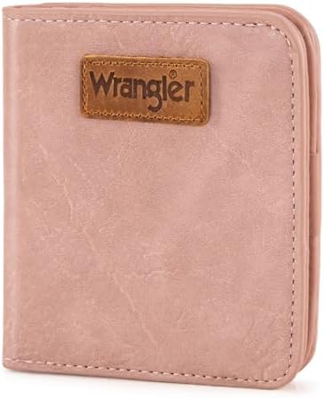 Montana West X Wrangler 女士钱包小号带 RFID 衬里和零钱包 粉红色 S 极简主义