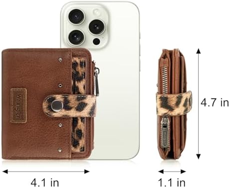 Montana West X Wrangler Small Womens Wallet Leopard Print Women's Wallets Card Cases & Money Organizers Small Bifold Card Wallet With Removable ID Window