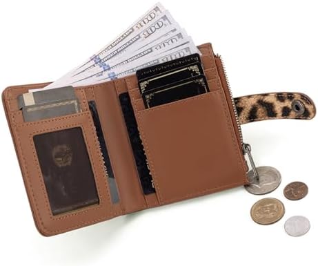 Montana West X Wrangler Small Womens Wallet Leopard Print Women's Wallets Card Cases & Money Organizers Small Bifold Card Wallet With Removable ID Window