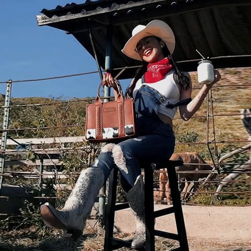 Montana West × Wrangler Tote Bag For Women Western Cow Print Purse Designer Top Handle Handbags