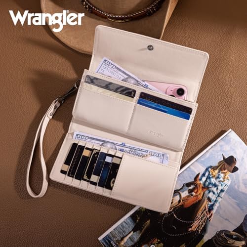 Montana West X Wrangler Western Wallets For Women Trifold Wristlet Wallets Large Capacity Women Clutch Wallet With Coin Purse