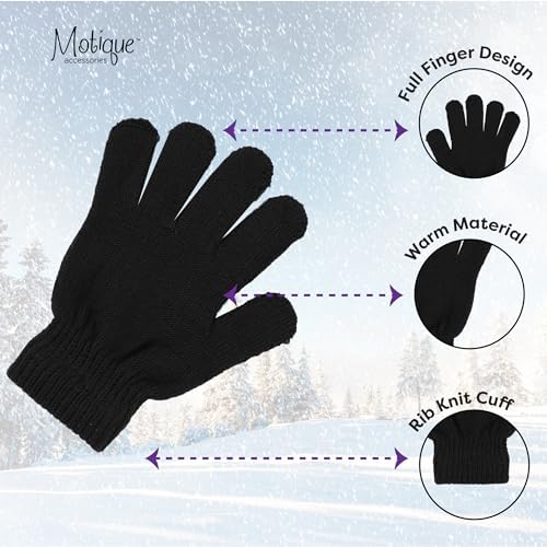 Motique Accessories Kids Gloves Magic Knit Gloves For Girls/Boys Solid Colors