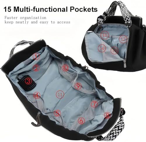 Multi-Function Tote Bag Large Capacity– Versatile Nylon Lightweight Backpack With 15 Pockets For Car Travel