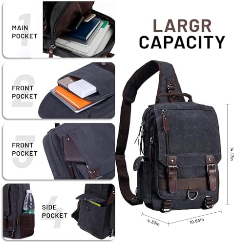 Mygreen Canvas Cross Body Messenger Bag Shoulder Sling Backpack Travel Rucksack