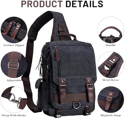 Mygreen Canvas Cross Body Messenger Bag Shoulder Sling Backpack Travel Rucksack