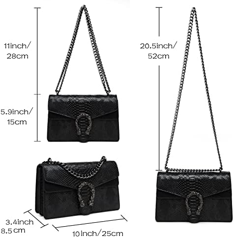 MYHOZEE Crossbody Bags For Women - Snake Printed Clutch Purses Leather Chain Shoulder Bags Evening Handbags