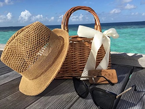 Natural Handwoven Wicker Handbag Rectangular Basket Purse Women Straw Tote (Rectangular Khaki)