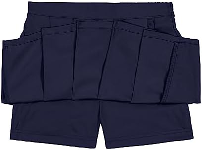 Nautica Girls' School Uniform Pleated Pull-on Scooter Skirt With Undershorts Knit Waistband
