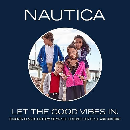 Nautica Girls School Uniform Pull-on Scooter Skirt With Undershorts Poplin Style With Button Pockets